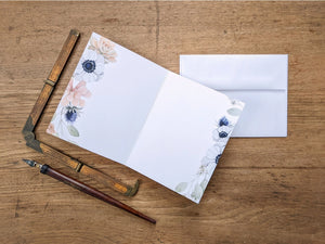 AI1-051 Greeting Note Cards "Blush Botanical Floral"