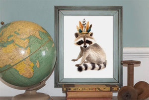 AI1-214 Art Print "Feather Crown Raccoon"