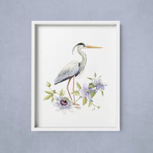 AI1-201 Art Print "Great Blue Heron with Florals"