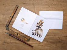 AI1-015 Greeting Note Cards "Raccoon with Feather Crown"