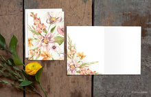AI1-054 Greeting Note Cards "Peach Dahlia and Poppy Floral"