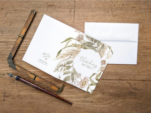 AI1-061 Greeting Note Cards "Thinking of You Card - Dried Flora"