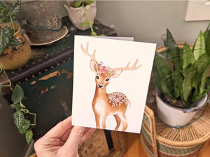 AI1-018 Greeting Note Cards "Deer with Flower Crown"