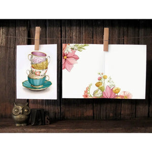 AI1-071 Greeting Note Cards "Teacup Stack"