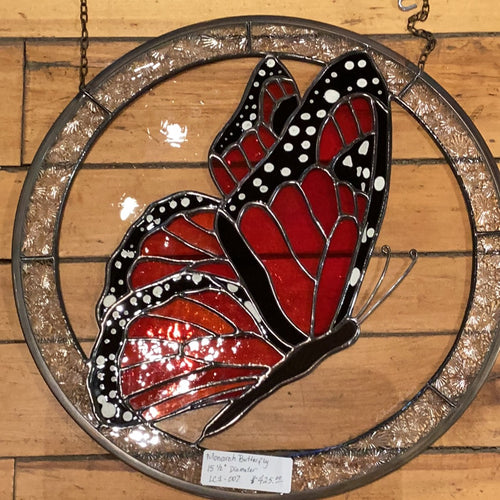 LC1-007  Monarch Butterfly Stained Glass  (15 1/2' Diameter)