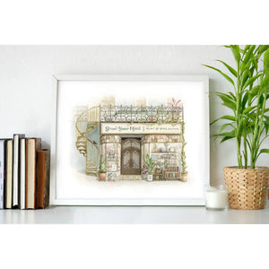 AI1-264 Art Print "Small Town Book and Plant Store"
