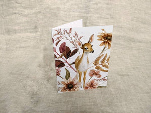 AI1-019 Greeting Note Cards "Fawn with Flora"