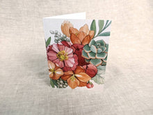 AI1-050 Greeting Note Cards "Peachy Floral with Succulents"