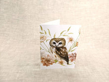 AI1-012 Greeting Note Cards "Saw Whet Owl with Flora"