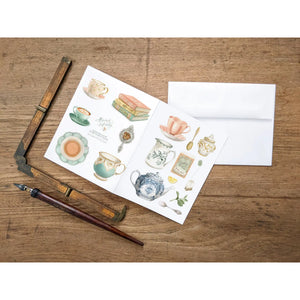 AI1-070 Greeting Note Cards "Vintage Tea Flay Lay"