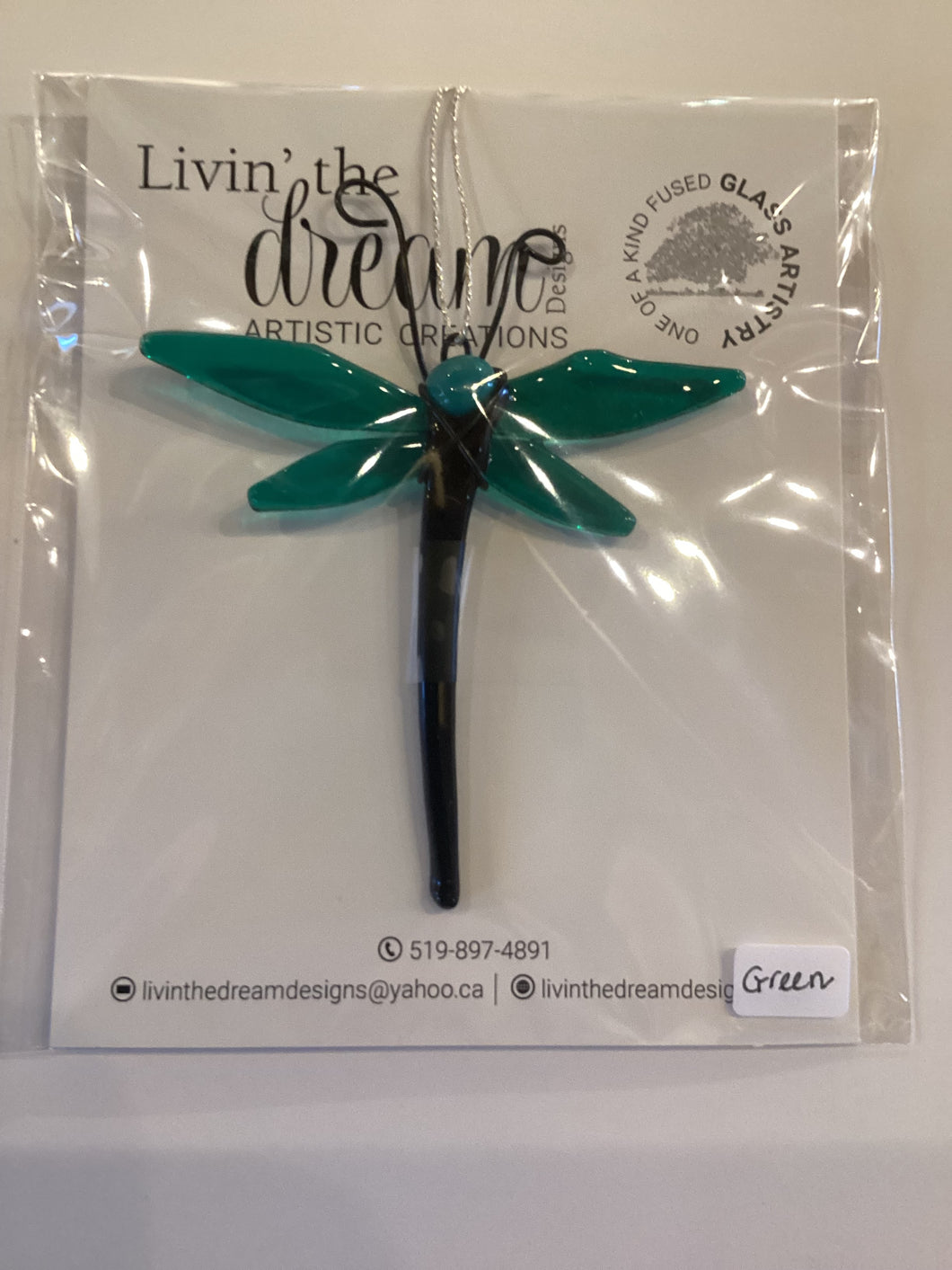 LD2-025 Mini Hanging Dragonfly Fused Glass