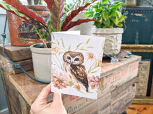 AI1-012 Greeting Note Cards "Saw Whet Owl with Flora"