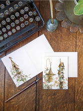 AI1-03 Greeting Note Cards "Birdhouses in the Garden"