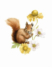AI1-216 Art Print "Red Squirrel with Flowers"