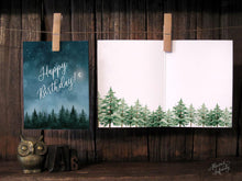AI1-040 Greeting Note Cards "Forest Trees Night Sky Birthday Card"