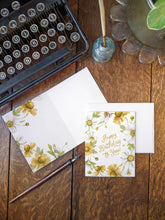 AI1-042 Greeting Note Cards "Yellow Floral Birthday_ HBBD"
