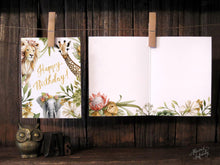 AI1-044 Greeting Note Cards "Safari Animal Birthday_HBBD"