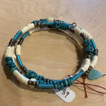 NM2 -023 Bracelet Aqua/ Ivory/ Memory wire