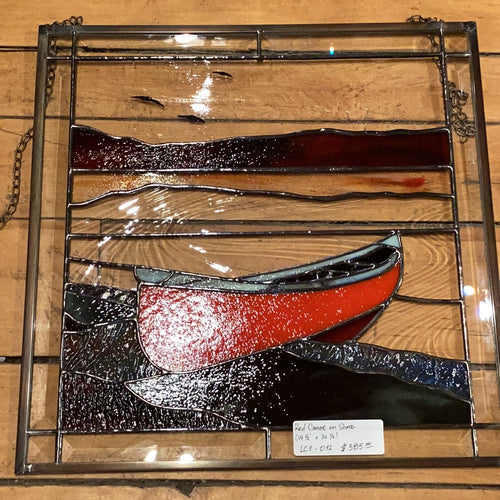 LC1-012  Red Canoe on Shore (14 1/2' x 14 1/2')