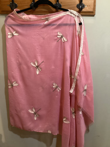 SP1-131 *One Shoulder Shawl Dragonflies w Trim