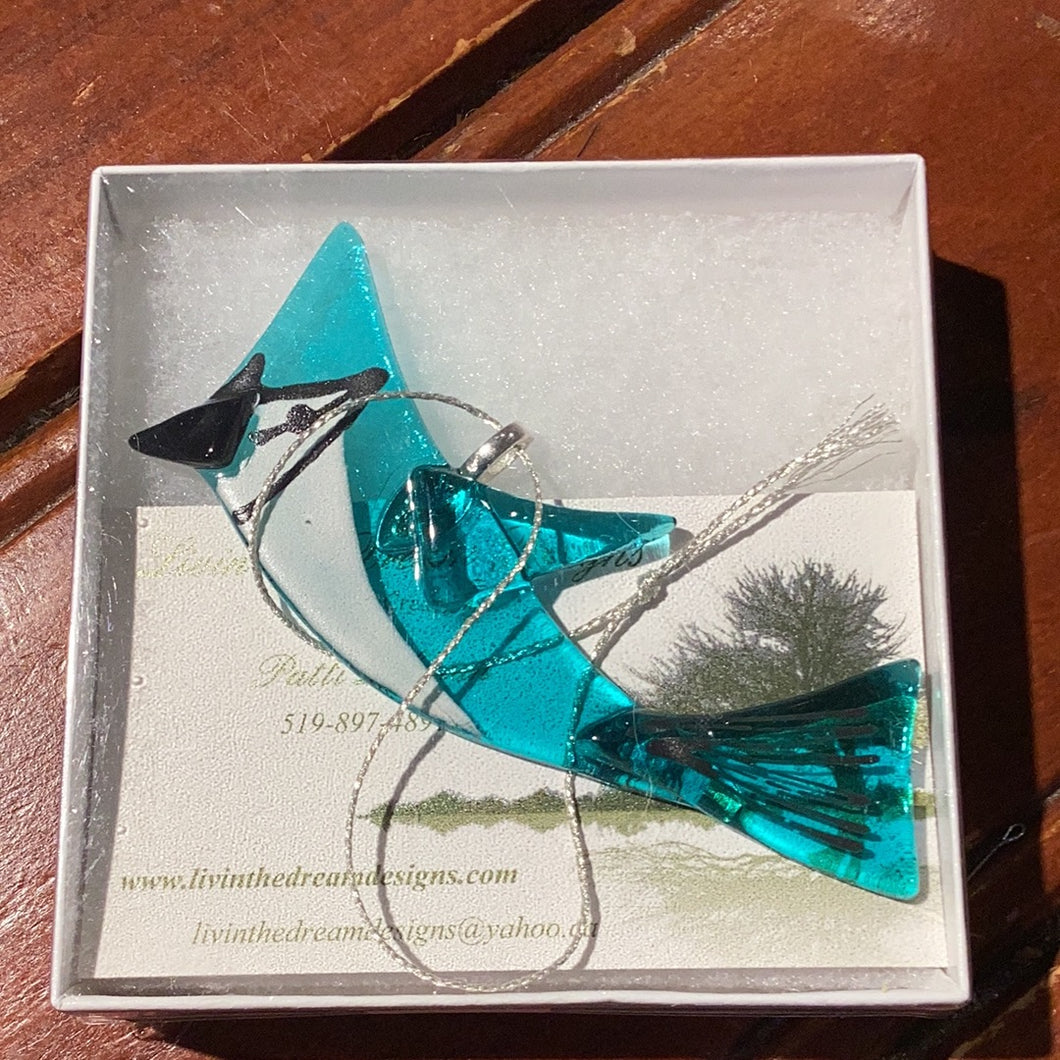 LD2-022 Mini Hanging Bird Fused Glass