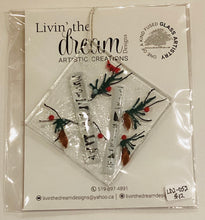 LD2-052 *Fused glass Christmas Ornament "White Birch Tree"