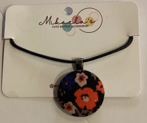 MC1-02 *Fabric Button Pendant Necklace