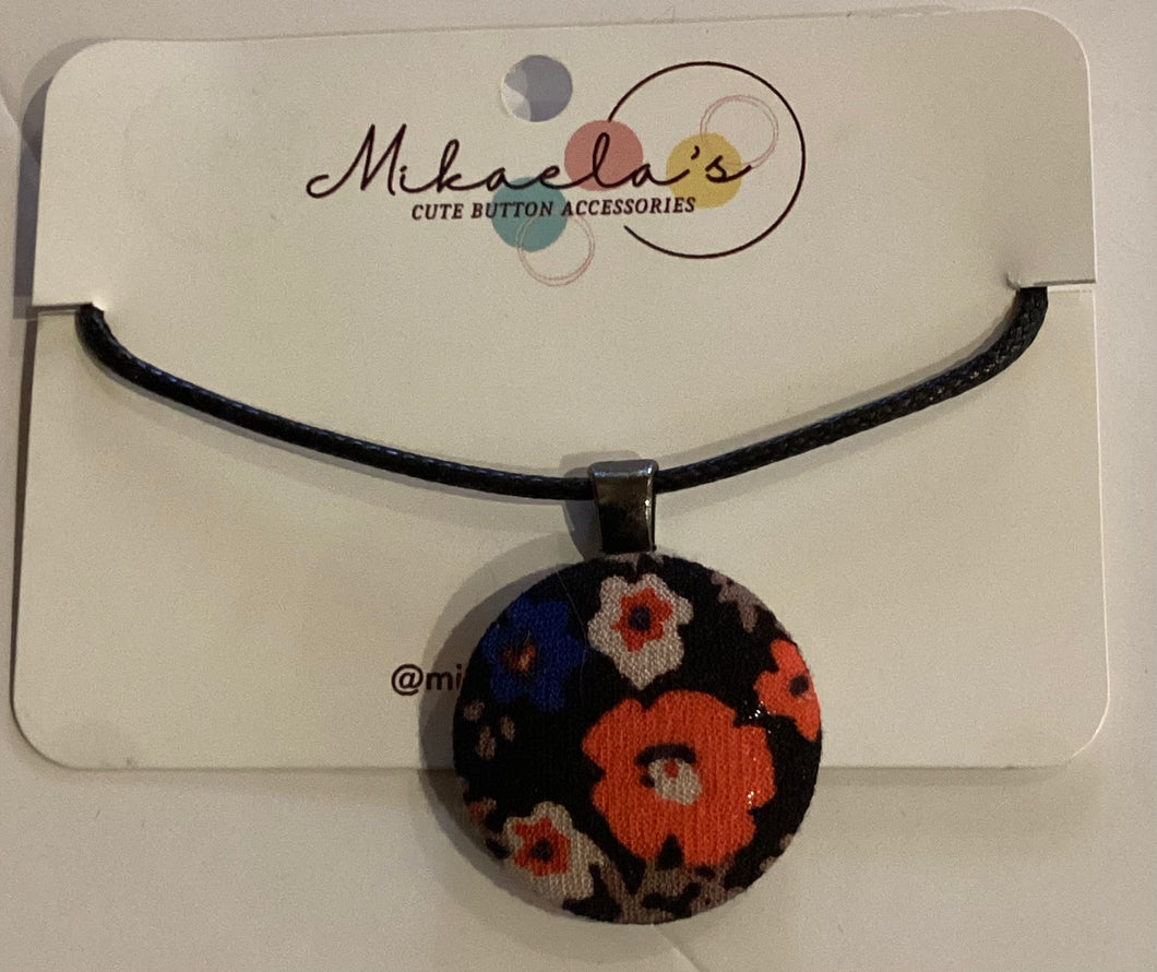 MC1-02 *Fabric Button Pendant Necklace