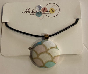 MC1-02 *Fabric Button Pendant Necklace