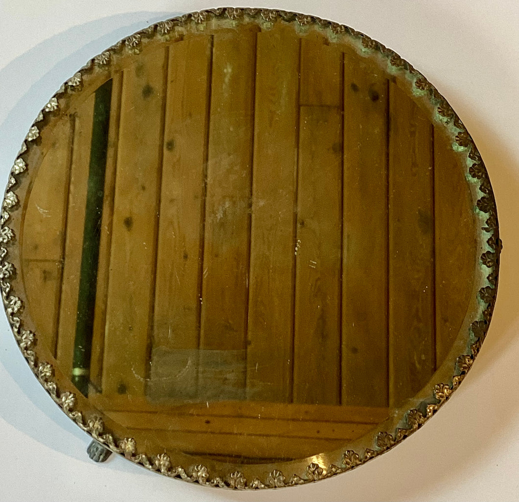 VTED1-141 Antique Mirror Tray w/ Filigree Edge and Three Legs