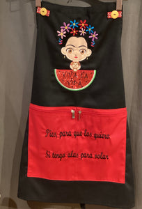 DM1-122 Embroidered Apron Frida Kahlo w Pocket