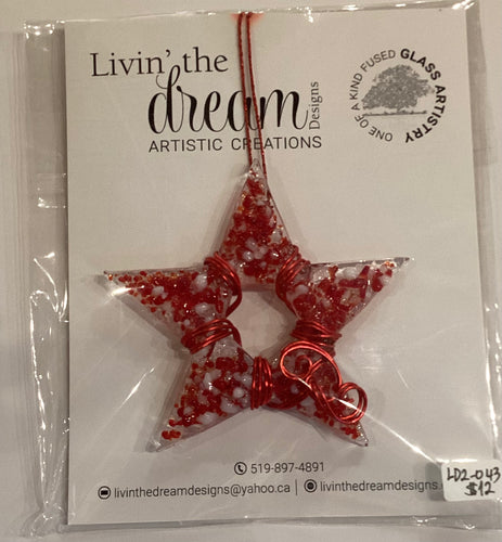 LD2-043 *Fused Glass Christmas Ornament 