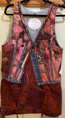 DM2-210 Long Denim & Red Vest