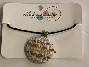 MC1-02 *Fabric Button Pendant Necklace