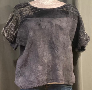 GE1-1569 Linen Top with Mesh/ Short Sleeved