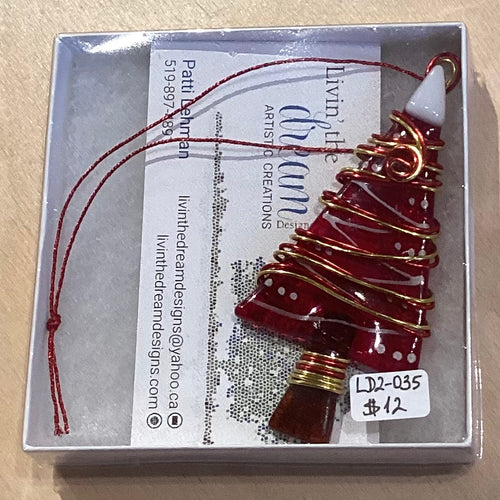 LD2-044 *Fused Glass Christmas Ornament 