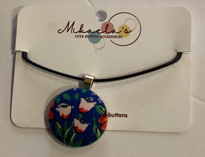 MC1-02 *Fabric Button Pendant Necklace