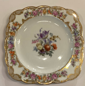 VTED1-164 Antique Cookie Plate w/ Gold Filigree Tulips & Roses