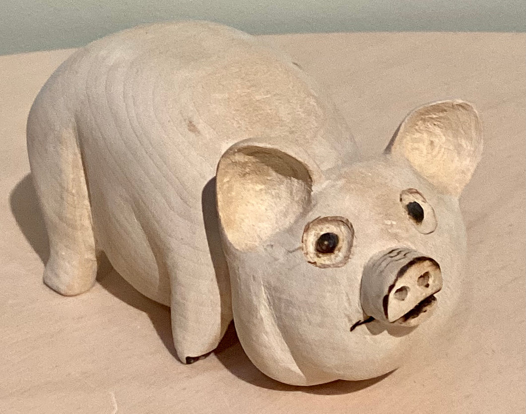 BJ1-023 Art work Hand Carved Wooden Bass Pig