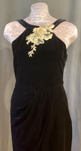 RB1-005 Velvet Black Dress w Gold Flowers