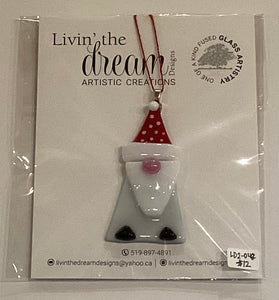 LD2-048 "Santa" Ornament Fused Glass