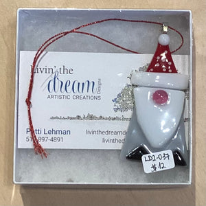 LD2-048 "Santa" Ornament Fused Glass