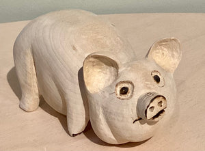 BJ1-023 Art work Hand Carved Wooden Bass Pig
