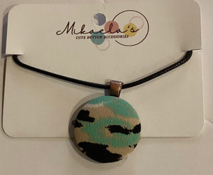 MC1-02 *Fabric Button Pendant Necklace