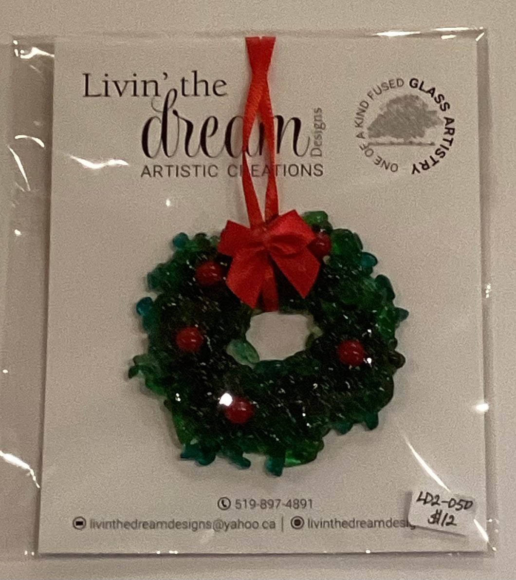 LD2-050 *Fused Glass Christmas Ornament 