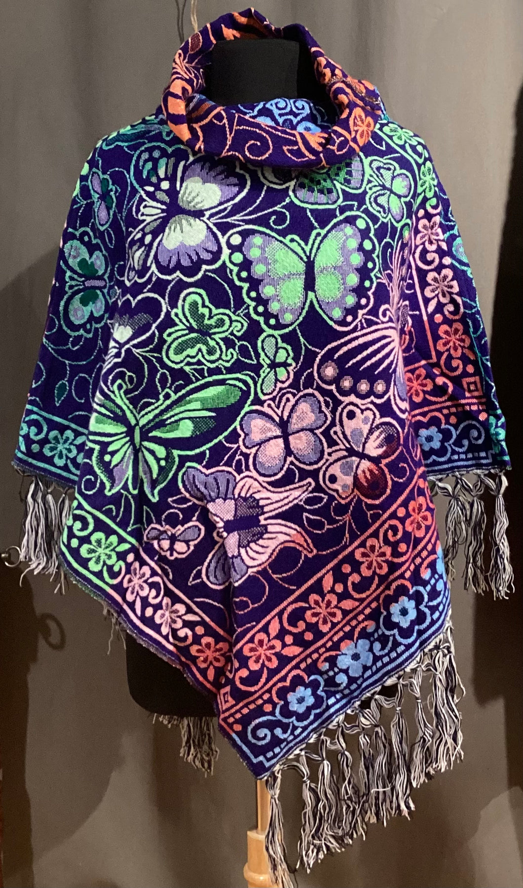 DM1-212 Turtle Neck Poncho Butterfly
