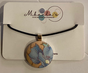 MC1-02 *Fabric Button Pendant Necklace
