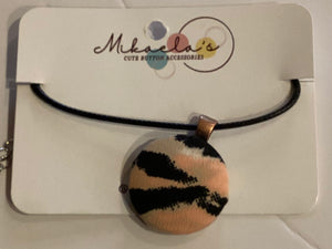 MC1-02 *Fabric Button Pendant Necklace
