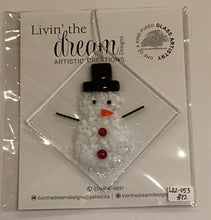 LD2-053 *Fused glass Christmas Ornament "Snow Man"