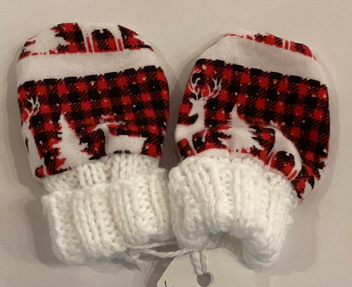 LG1-10 Flannel Baby Mittens with Knitted Cuff